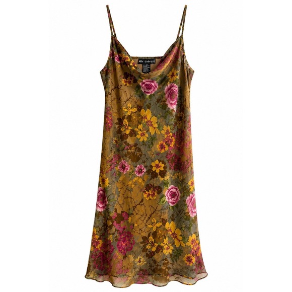 Mlle Gabrielle Dresses & Skirts - Mlle Gabrielle Y2K Floral Chiffon Slip Dress Coquette Romantic 12P